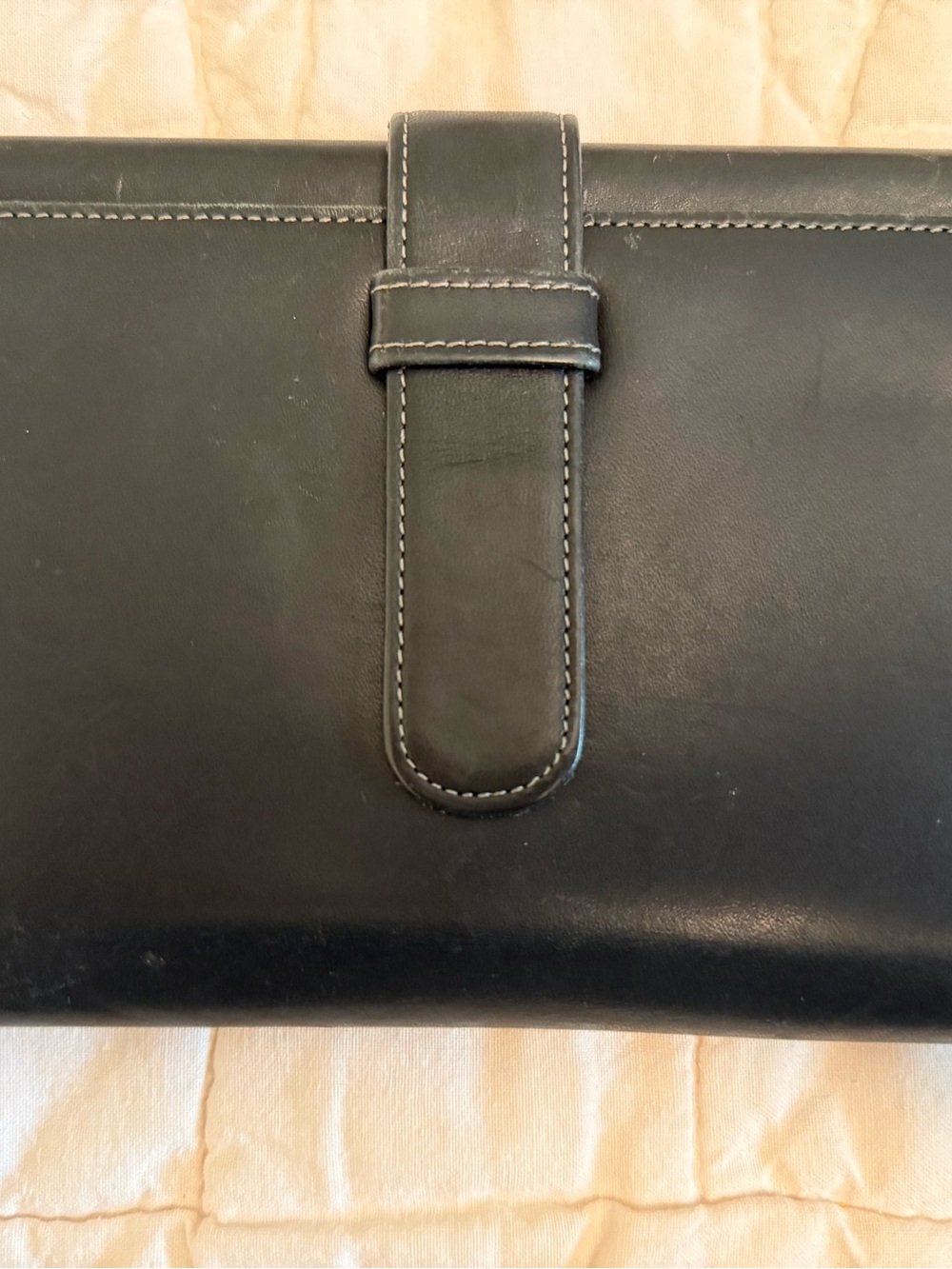 Franklin Covey Black Leather Organizer Folio with Contrast Stitch
